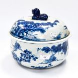 An Oriental blue and white covered bowl or tureen,