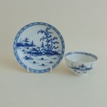 A Worcester blue and white tea bowl and saucer, Cannonball pattern, circa 1760, 4.