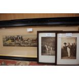 A set of four hand tinted 'A Trip to Brighton' framed picture dealer since 1911 and two Napoleon