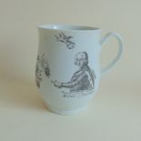 A Worcester Hancock printed large mug, King of Prussia, circa 1790, 8.5 cm diameter approx, 11.