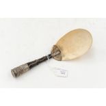 A 19th century Chinese ivory and silver spoon with bamboo effect handle