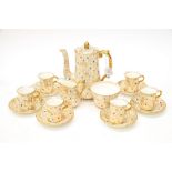 A 1950s Hammersley gilt and harlequin spot coffee service retailed by Jenners Princess Str,