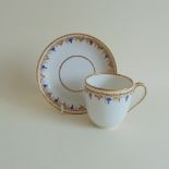 A Derby coffee cup and saucer, pattern 114, circa 1780, puce mark, cup 6.5 cm diameter approx, 6.