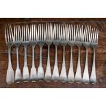A set of six Victorian silver Old English pattern dinner forks,