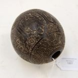 Carved coconut decorated with foliage and figures (1)