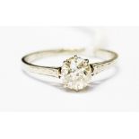 A solitaire diamond ring approx 1ct, ring size S,