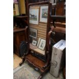 An early Victorian mahogany cheval mirror