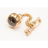 An Asprey 18ct gold ladies pendant watch on chain and scroll bar, 1.