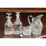 Late 18th to mid 19th Century glass decanters,