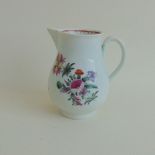 A Worcester Polychrome Sparrow beak milk jug with floral decoration, circa 1780,
