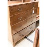 George III oak chest of two short over three long drawers
