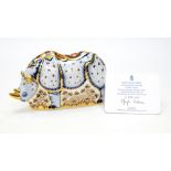 Royal Crown Derby first quality White Rhino limited edition 428/1000, with certificate,