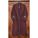 One Gent's Dressing Gown in burgundy wool,