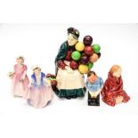 Royal Doulton 'The Old Balloon Seller' HN1315; together with Doulton figures 'Tinkle Bell' HN 1677,