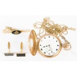 9ct gold Half Hunter Thomas Russell pocket watch and chain,