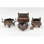 Four various Chinese bronze cencers,