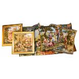 A collection of machine woven wall hanging and cushion covers,