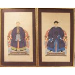 Chinese School, late Qing/early Republic, a pair of seated portraits of an Emperor and Empress,