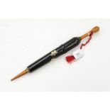 Treen, a Victorian novelty turned treen needle case in the form of an umbrella,