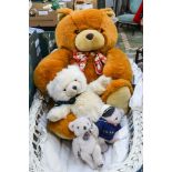 One large brown teddy bear;