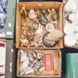 A box of Hummel Goebel figures, with two Royal Crown Derby paperweight, NAO Geese,