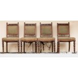 A set of four, late Victorian oak dining chairs,