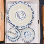 A box of Chinese blue and white ceramics