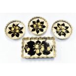 Abbeydale a black and gold Japanese Chrysanthemum pattern,