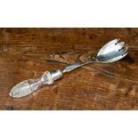 A Chester salad spoon with cut glass handle,