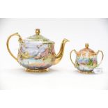 After Daisy Makeig-Jones for Wedgwood, a modern teapot and sucrier and cover,