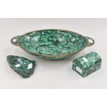 Malachite Box, Dish and Tray.