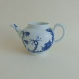A Worcester blue and white teapot, Landslip pattern, circa 1760, 8.