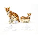 Royal Crown Derby first quality Leopardess and Leopard Cub, both limited edition 317/950,