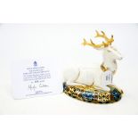 Royal Crown Derby first quality White Hart limited edition 368/2000, boxed,