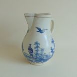 A Plymouth blue and white coffee pot, decorated with exotic birds in a landscape, 7.