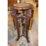 A Chinese marble inset plant stand,
