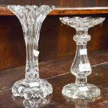 A pair of cut glass lustre vases,