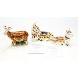 Royal Crown Derby first quality Thistle Donkey limited edition 1290/1500, with Holly Donkey Foal,
