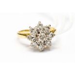 An eighteen carat gold and diamond flower cluster ring, approx size H, approx total gross weight 3.