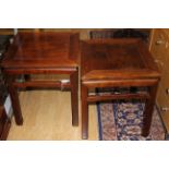 A pair of Chinese hardwood square tables,