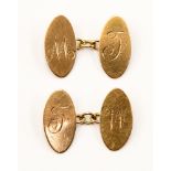 A pair of 9ct gold cufflinks, monogrammed 'MJ' , 5.