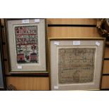 Two nineteenth Century textile samplers, one worked by Martha Kirby, aged twelve,