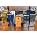 Boxed whisky including 100 pipers, Johnnie Walker Black Label,