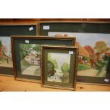 Four watercolours, two large and two smaller, matching frames, signed D.