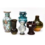 A group of six Chinese vases and bowls.