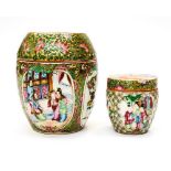 Two Cantonese 19th Century famille rose jars and covers,
