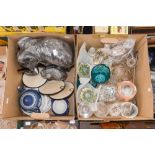 Two boxes of glassware, ceramics and EPNS,
