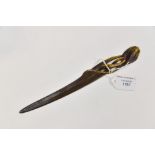 An Art Nouveau cold painted bronze letter opener or paper knife, circa 1900, German or Austrian,