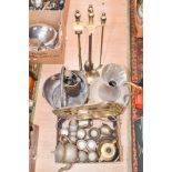 A box of assorted metalware, including EPNS tray, tea and coffee wares,