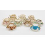 Nine, 19th century duos and trios, including Royal Crown Derby, Coalport,